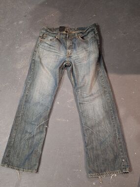 Helix Men's Light Blue Bootcut Jeans  Comfortable Washed Denim.waist Button Gone
